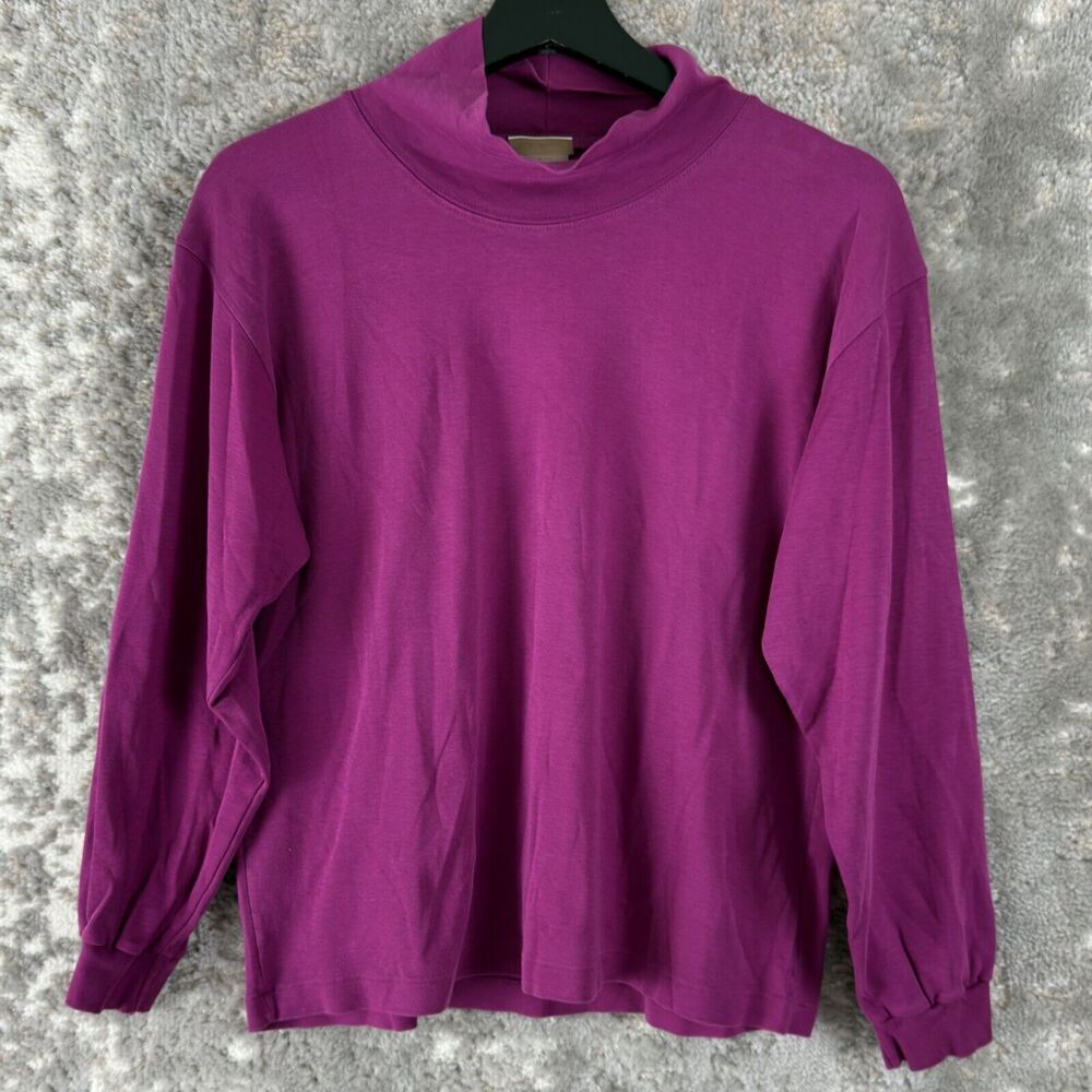 LL Bean Womens M Free Port Maine Turtleneck Sweater Purple Long Sleeve Pullover‎